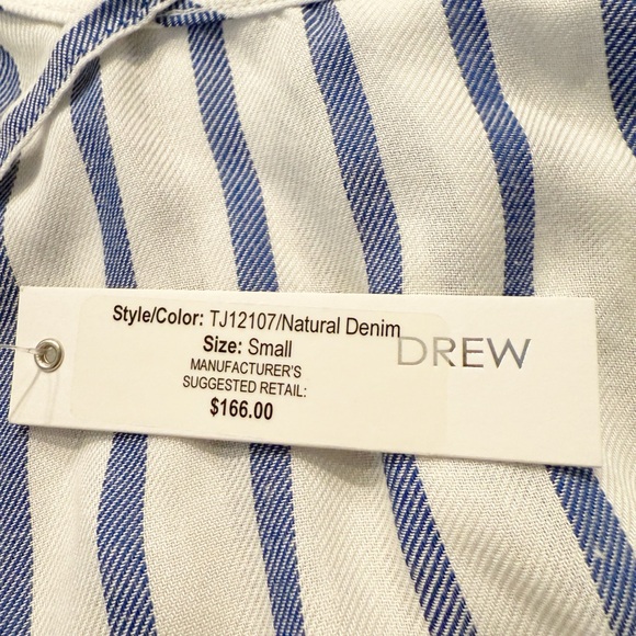 NWT Drew Striped Knot Back Flowy Blouse Size Small $166 MSRP Blue White - Picture 7 of 9